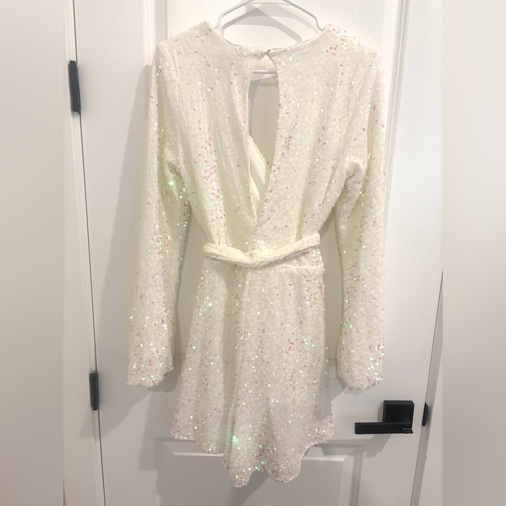 Show Me Your Mumu - Love on the Dance Floor White Sequin Romper, Size Large - Picture 11 of 16